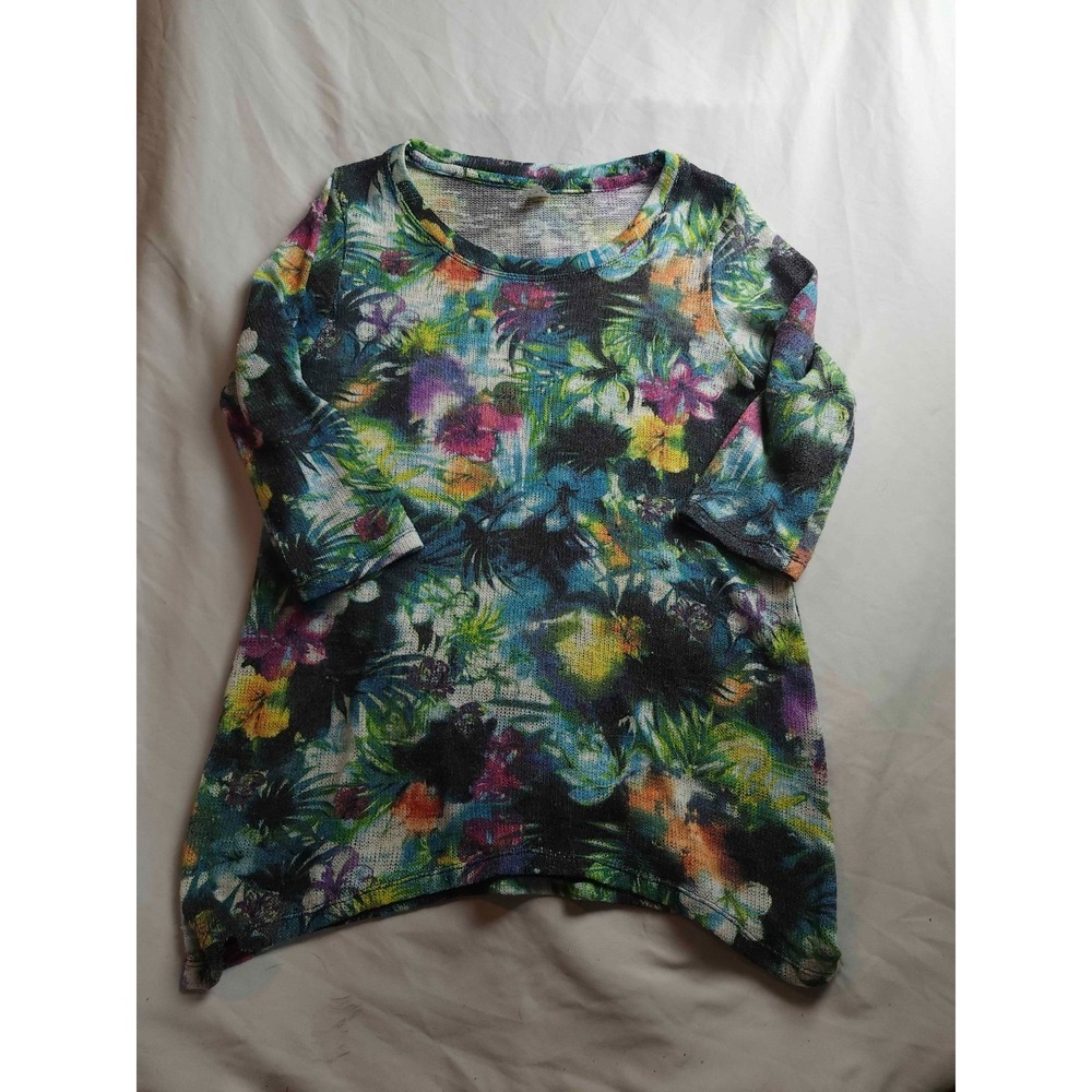 Thomas & Olivia Tunic Top Womens M Floral Artsy Boho Chic Summer Resortwear